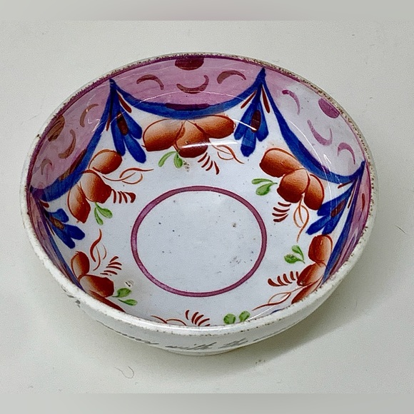 c. 1830 Vintage Gaudy Welsh Drape Variant Inscribed Pedestal Sugar Bowl - Picture 9 of 16